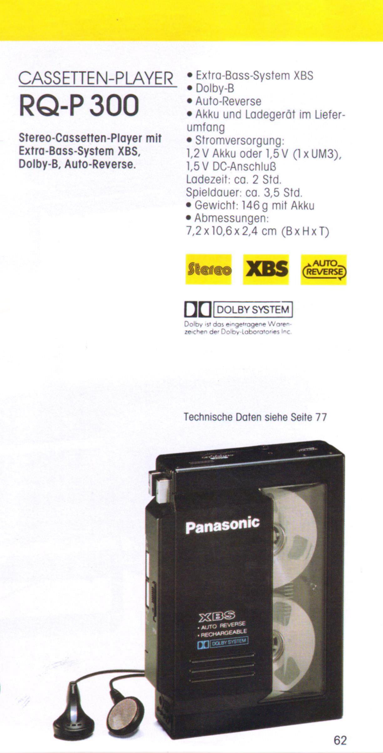 超希少❗️Panasonic ステレオカセットプレーヤー RQ-P300 Yahoo!オークション -「p300」(カセットプレーヤー) (ポータブル
