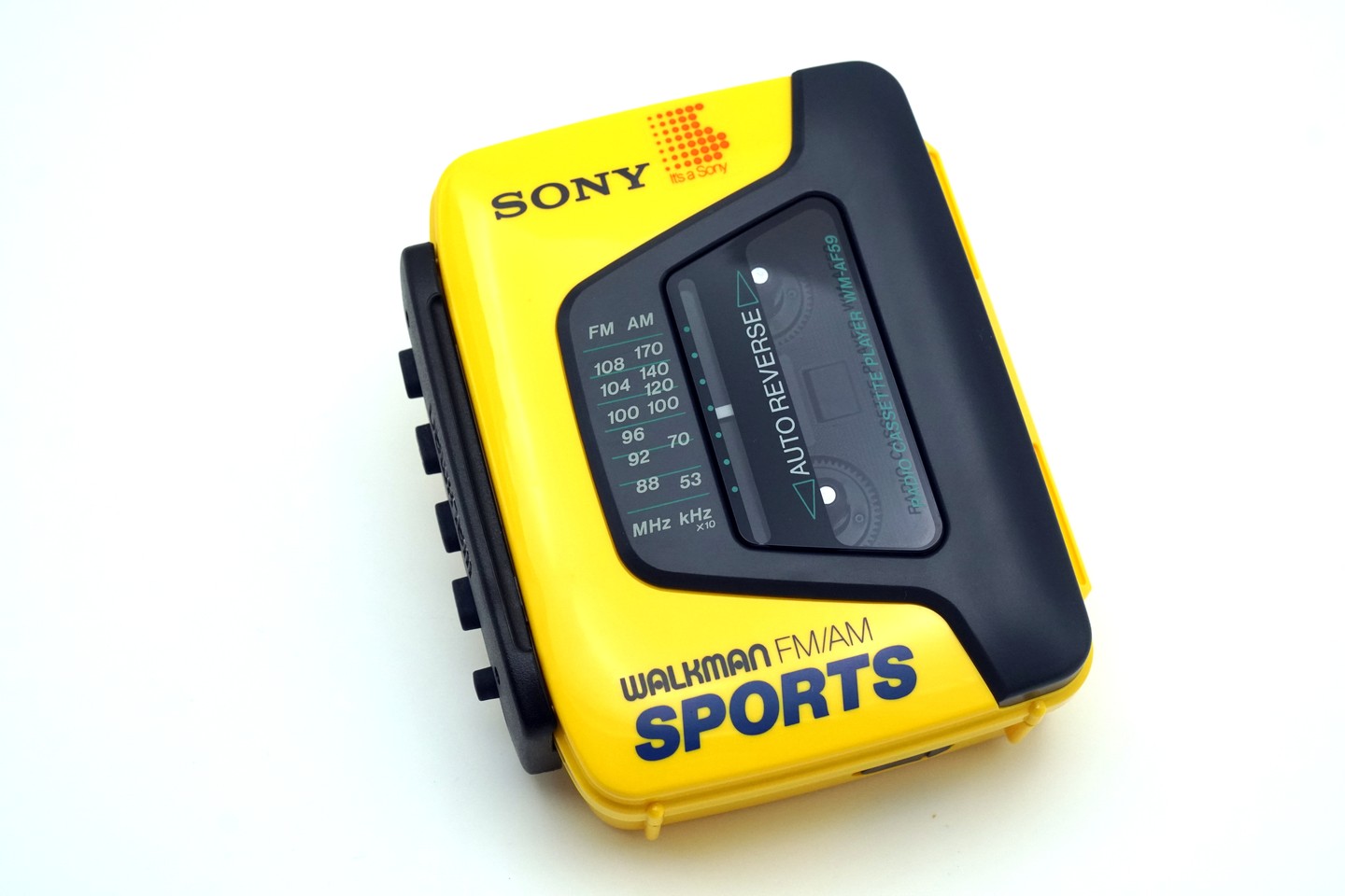 Vintage SONY WALKMAN SPORTS Yellow Radio Cassette Player outlet WM-AF59 with Headphones